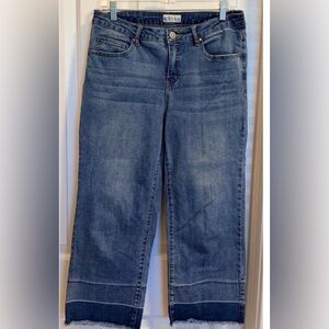 Go Fish Cropped Wide Leg Jeans Raw Hem Size 6